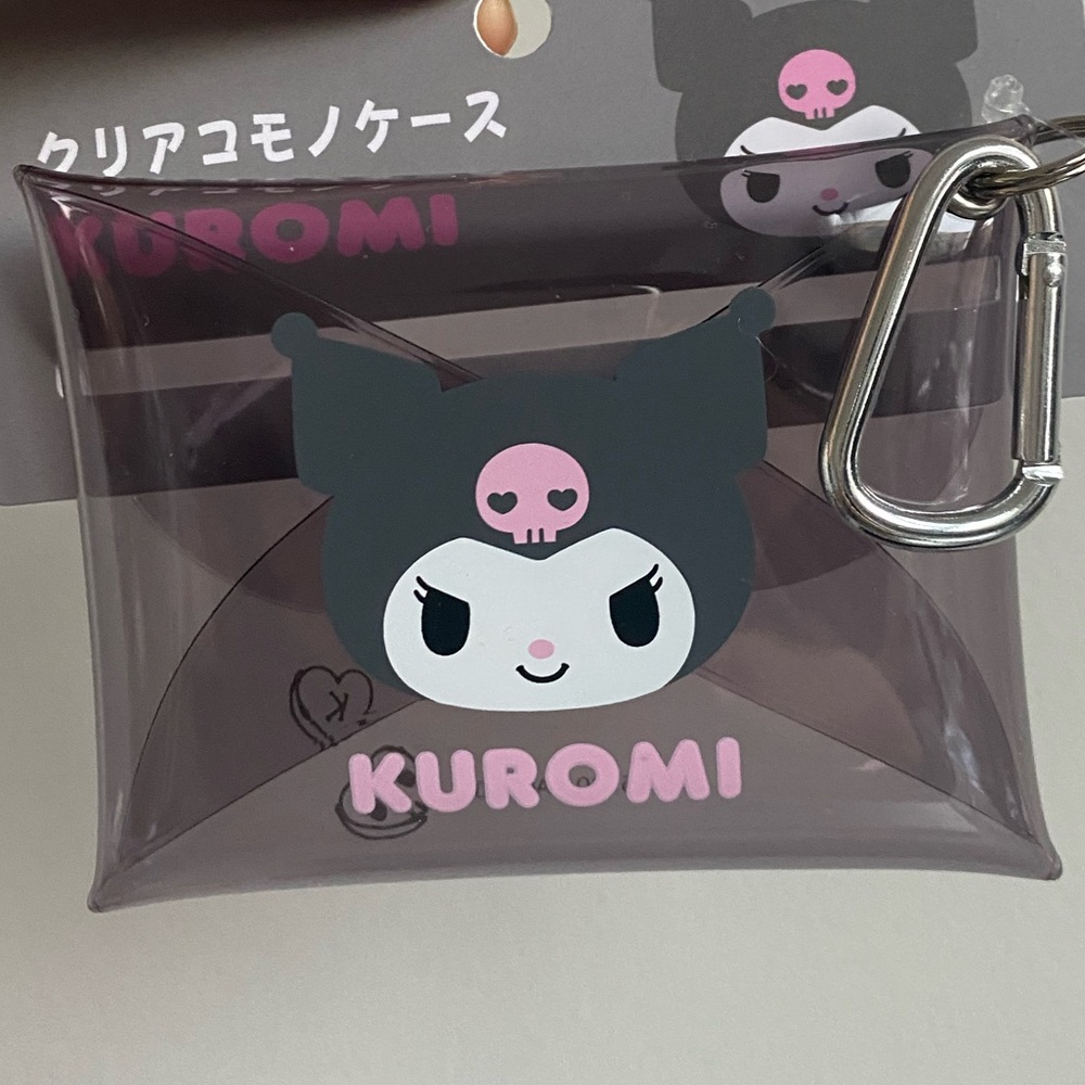 NWT Kuromi Sanrio Clear Snap Button Card Size Small Pouch